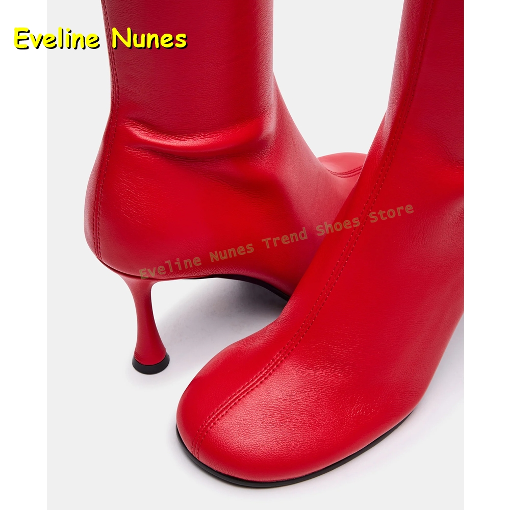 Red Round Toe Stretch Boots Bo – Street Fashion Plus Size Bewertung und Preis