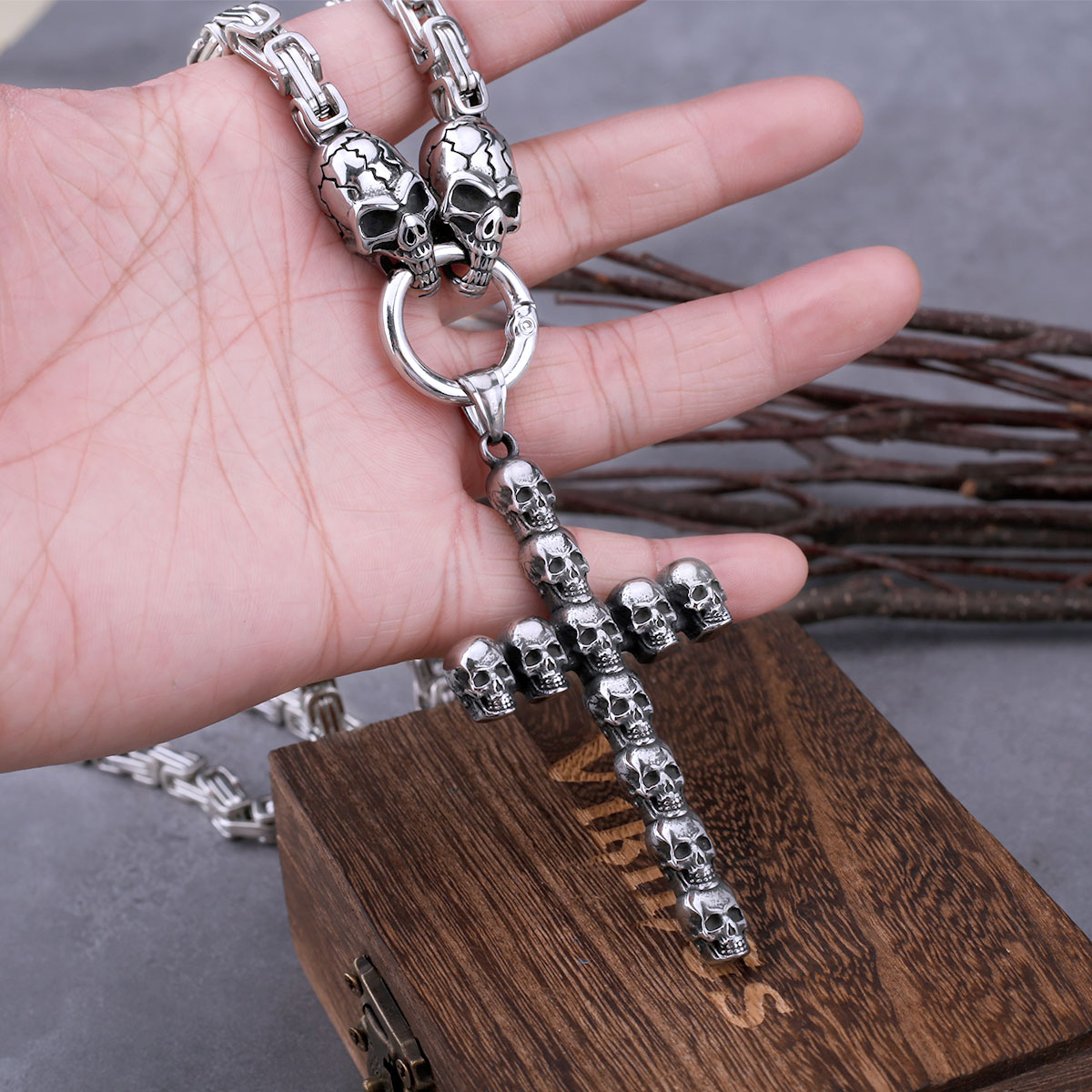 Stainless Steel Cross Skull Pe – Street Fashion Mood Bewertung und Preis