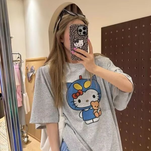 Short Sleeved Hello Kitty Prin – Street Summer Fashion Bewertung und Preis