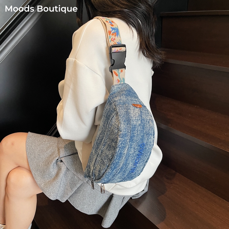 Denim Blue Chest Bags For Wome – Street Fashion Mood Bewertung und Preis