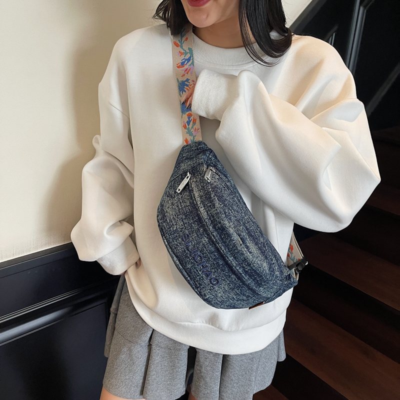 Denim Blue Chest Bags For Wome – Street Fashion Mood Bewertung und Preis